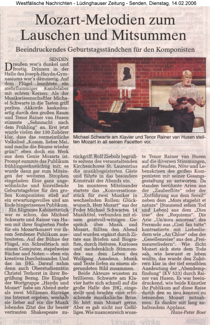 Die Kritik in den Westflischen Nachrichten vom 14.2.2006